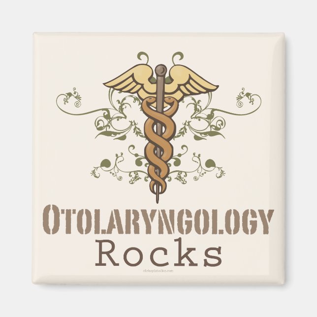 Otolaryngologie Rocks Caduceus Magnet (Vorne)