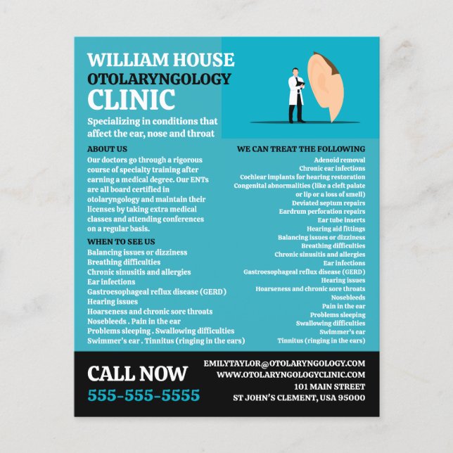 Otolaryngologin Otolaryngology Clinic Flyer (Vorne)