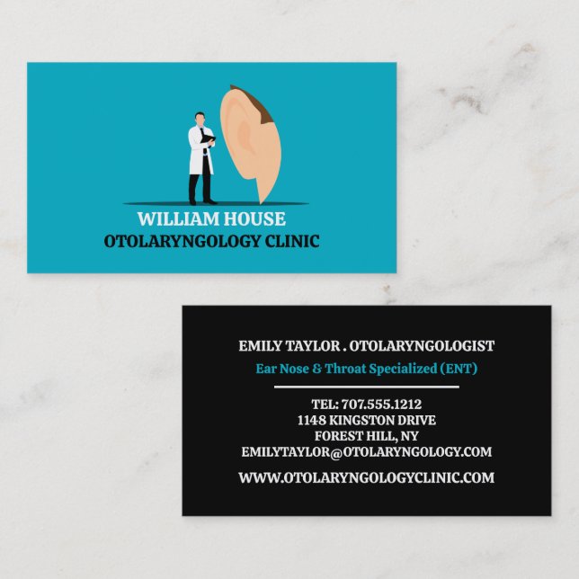 Otolaryngologin Otolaryngology Clinic Visitenkarte (Vorne/Hinten)