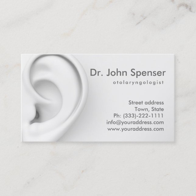 Otolaryngology Ears Doctor Gray Business Card Visitenkarte (Vorderseite)