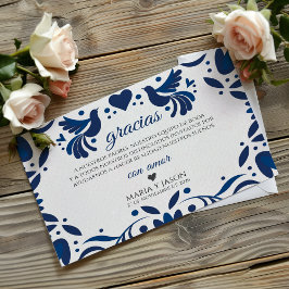 Otomi Blue Floral Elegant Fiesta Spanish Wedding Dankeskarte