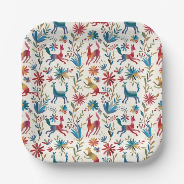 Otomi-Inspiriertes Design Pappteller (Vorderseite)
