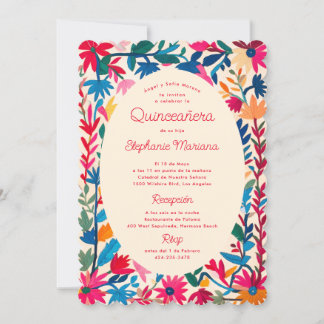 Otomi mexikanische Stickerei kühl farbenfrohe Quin Einladung