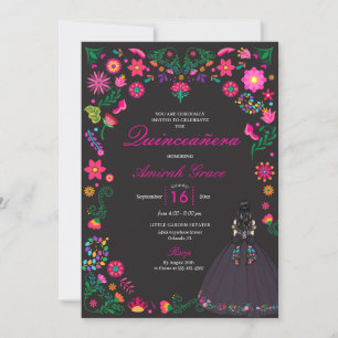 Otomi mexikanische Stickerei Quinceañera Einladung