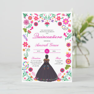 Otomi Stickerei Prinzessin Quinceañera Einladung