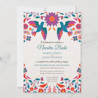 Otomi Tenangos Bunte Volkskunst Spanische Hochzeit Einladung