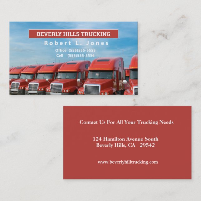 OTR Red Truckers Business Card Visitenkarte (Vorne/Hinten)