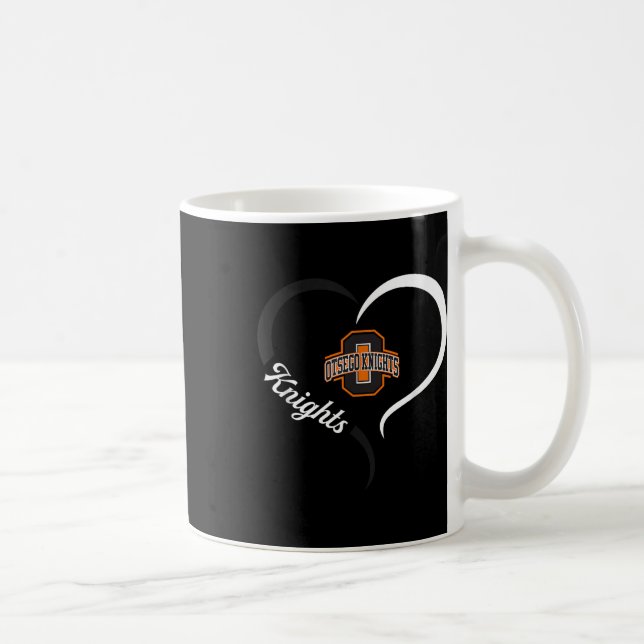 Otsego Knights Logo Halbherz Slogan Hs Kaffeetasse (Rechts)