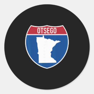 Otsego Minnesota Karte Autobahn Interstate Schild Runder Aufkleber