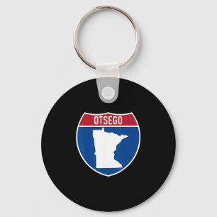 Otsego Minnesota Karte Autobahn Interstate Schild Schlüsselanhänger