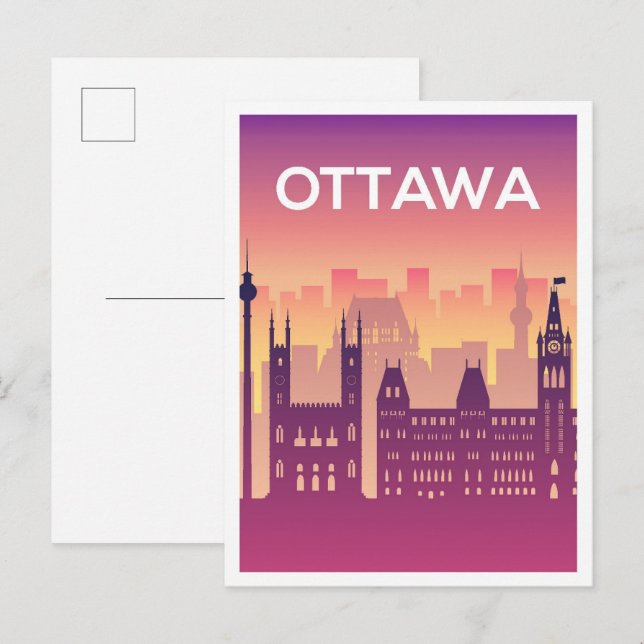 Ottawa Canada Art Travel Illustration Postkarte (Vorne/Hinten)