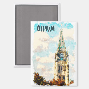 Ottawa Canada Parliament Hill Watercolor Magnet
