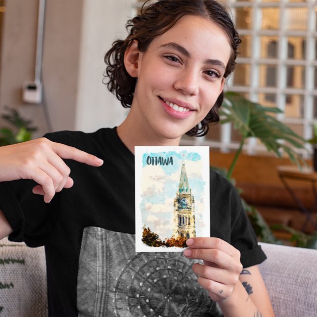 Ottawa Canada Parliament Hill Watercolor Postkarte (ottawa canada parliament postcard)