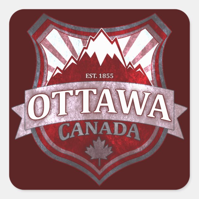 Ottawa Canada Rot Grunge Schild Aufkleber (Vorderseite)