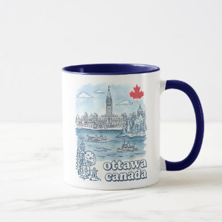 Ottawa Canada Simple Blue Skyline Cute Cityscape Tasse