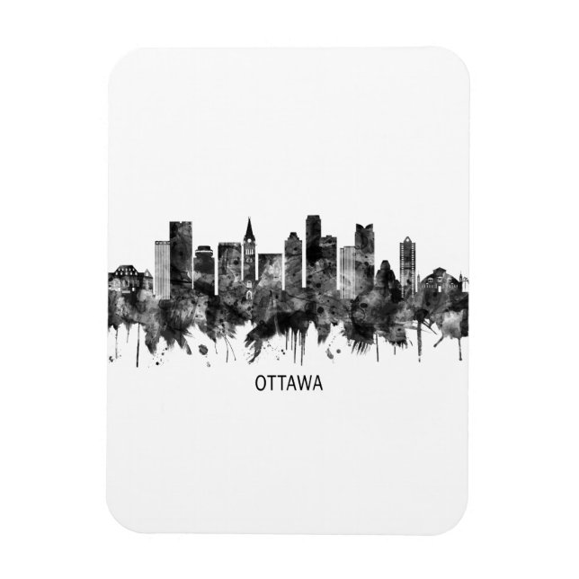 Ottawa Canada Skyline BW Magnet (Vertikal)