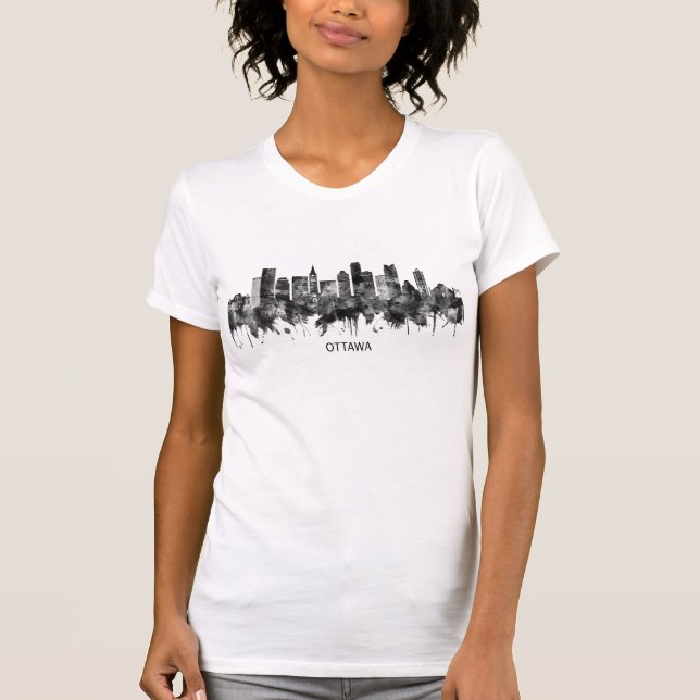 Ottawa Canada Skyline BW T-Shirt (Vorderseite)