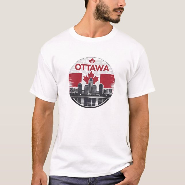 Ottawa Canada Skyline Retro City T-Shirt (Vorderseite)