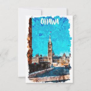 Ottawa Canada Vintage Travel Watercolor Karte