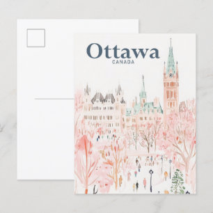 Ottawa Canada Watercolor Painting Travel Postkarte