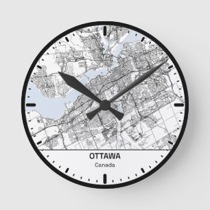 Ottawa Clock City Line Art Runde Wanduhr