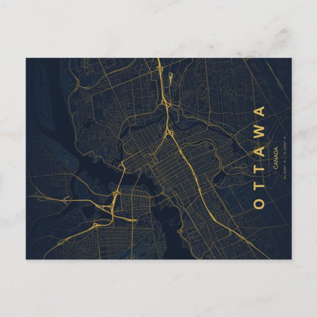 Ottawa Kanada Karte Minimal (Vorderseite)
