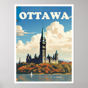 Ottawa Kanada Kunst Vintage Reiseillustration Poster