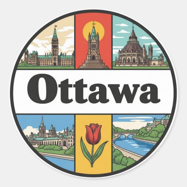 Ottawa Kanada Reise Runder Aufkleber (Vorderseite)