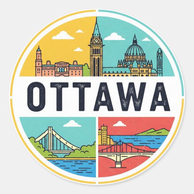 Ottawa Kanada Reise Runder Aufkleber (Vorderseite)
