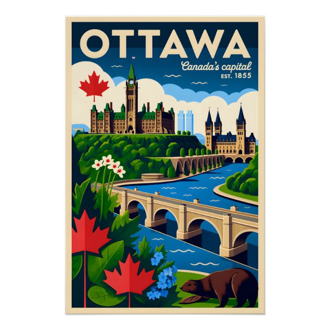 Ottawa Kanada Retro-Reiseposter-Kunst Poster (Vorderseite)