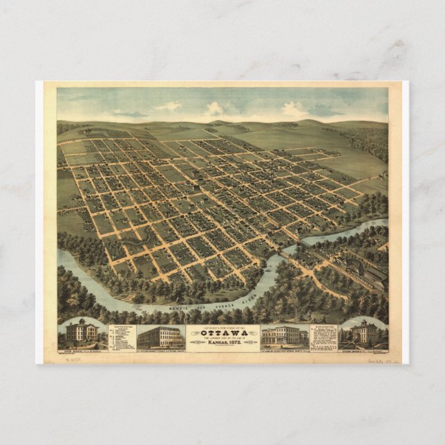 Ottawa, Kansas 1872 Postkarte (Vorderseite)