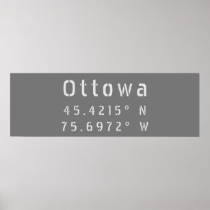 Ottawa Ontario Latitude & Longitude Poster