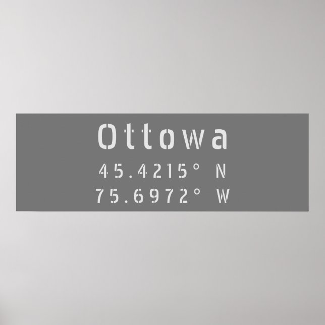 Ottawa Ontario Latitude & Longitude Poster (Vorne)