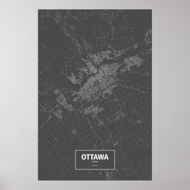 Ottawa, Ontario (weiß auf schwarz) Poster (Vorne)
