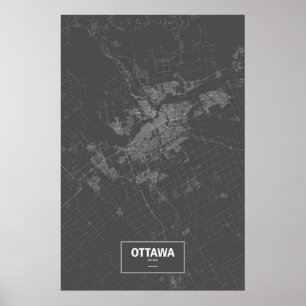 Ottawa, Ontario (white on black) Poster