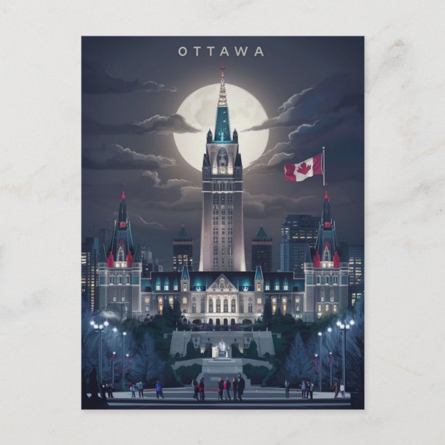 Ottawa Parlament Hill Night Postkarte (Vorderseite)