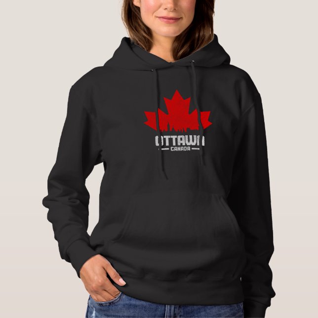 Ottawa Quebec Canada Maple Leaf Canadian Flag Skyl Hoodie (Vorderseite)