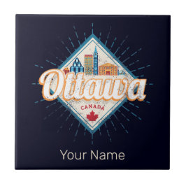 Ottawa Skyline Ontario Retro Kanada Vintag Fliese