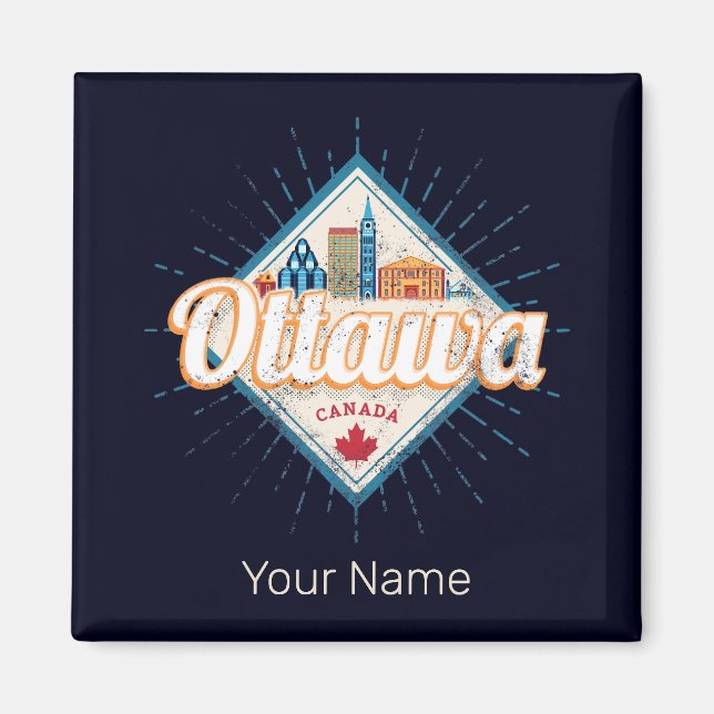 Ottawa Skyline Ontario Retro Kanada Vintag Magnet (Vorne)
