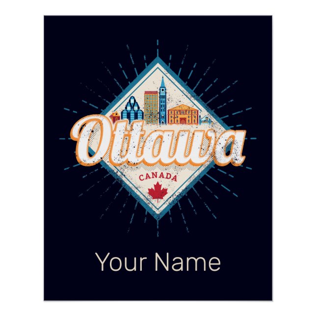Ottawa Skyline Ontario Retro Kanada Vintag Poster (Vorderseite)
