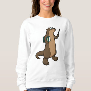 Otter als Lehrer mit Buch und Zeiger Sweatshirt