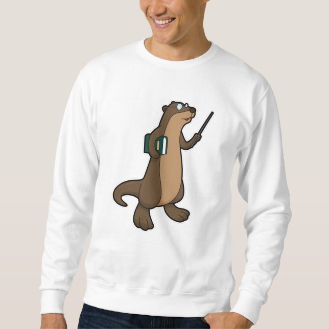 Otter als Lehrer mit Buch und Zeiger Sweatshirt (Vorderseite)