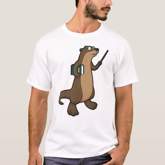 Otter als Lehrer mit Buch und Zeiger T-Shirt (Vorderseite)