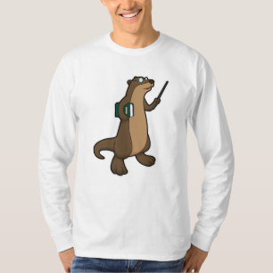 Otter als Lehrer mit Buch und Zeiger T-Shirt