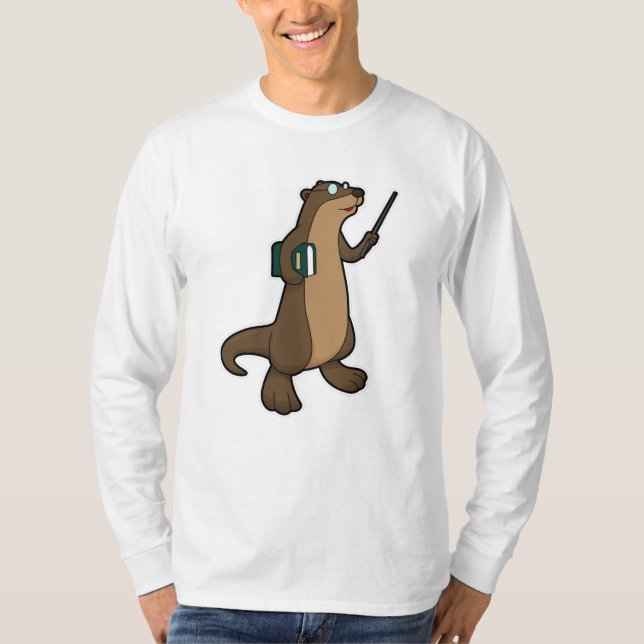 Otter als Lehrer mit Buch und Zeiger T-Shirt (Vorderseite)