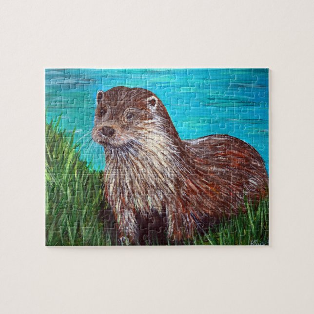 Otter an einem Fluss Malerei Puzzle (Horizontal)