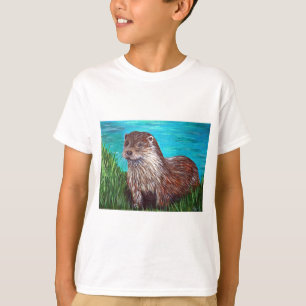 Otter an einem Fluss Malerei T-Shirt