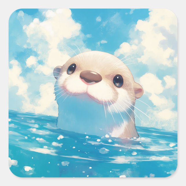 Otter Aquatic Odyssey Quadratischer Aufkleber (Vorderseite)