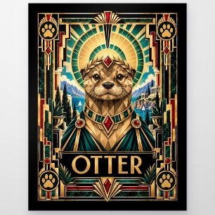 Otter, Art Deco Wildtiere Postkarte