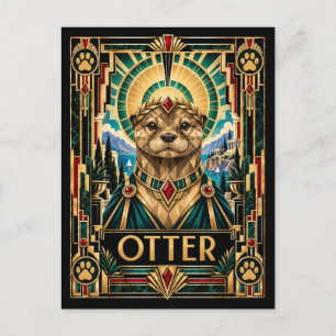 Otter, Art Deco Wildtiere Postkarte
